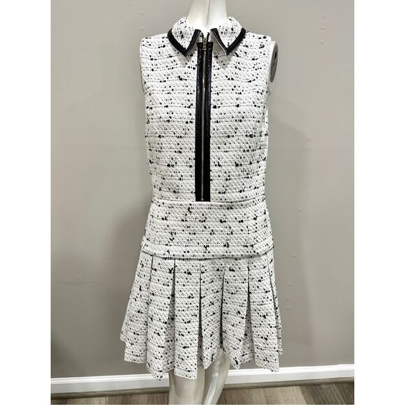 NWT ALICE + OLIVIA ELLIS TWEED BOX PLEAT DRESS SIZE 12 $495 - Picture 5 of 11